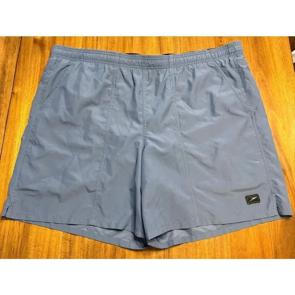 Speedo Swim Shorts Mens Size Large Blue Drawcord Mesh Lined